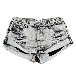 One Teaspoon Bandits Denim Shorts Distressed